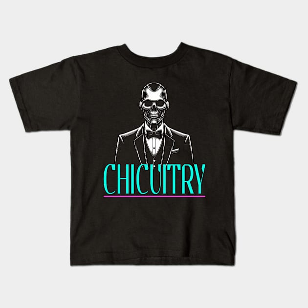 Chic and Creepy Robot: Cyberpunk Elegance Kids T-Shirt by MetalByte